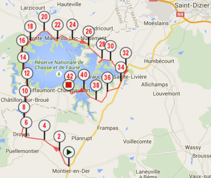 Parcours du Marathon du Lac du Der